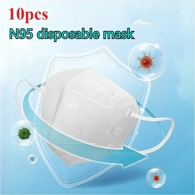 10 Pieces N95 Face Mask Disposable Protective Mask Health Protective Dust and Droplet Prevention Masks Breathable Design Mask