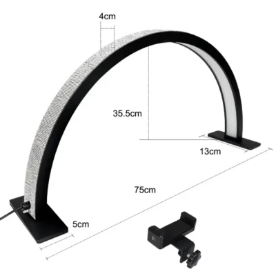 55cm 75cm Half Moon Light Half Moon Nail Desk Lamp with remote mobile phone clip for Eyelash Extension Nail Lash Tattoo Skincare