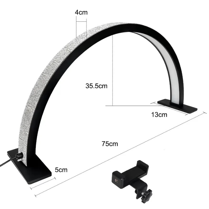 55cm 75cm Half Moon Light Half Moon Nail Desk Lamp with remote mobile phone clip for Eyelash Extension Nail Lash Tattoo Skincare