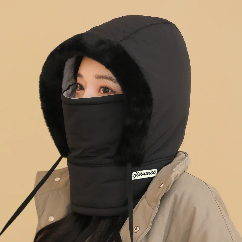 Winter Warm Cycling Hat for Men, Windproof Thick Neck Integrated Face Mask for Women, Windproof Headcap for Cycling