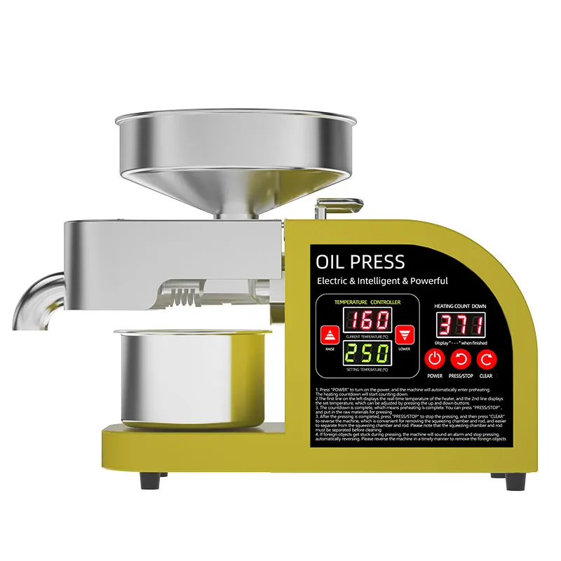 2-in-1 Automatic Oil Press Machine, 304 Stainless Steel Cold Hot Press for Home Business Electric Oil Expeller for Peanut