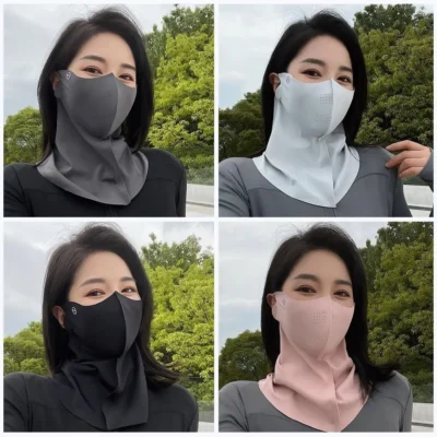 Ice Silk Sun Protection Mask Breathable Dustproof Anti-UV Neck Scarf Summer Outdoor Cycling Cool Sunshade Face Mask UPF50+