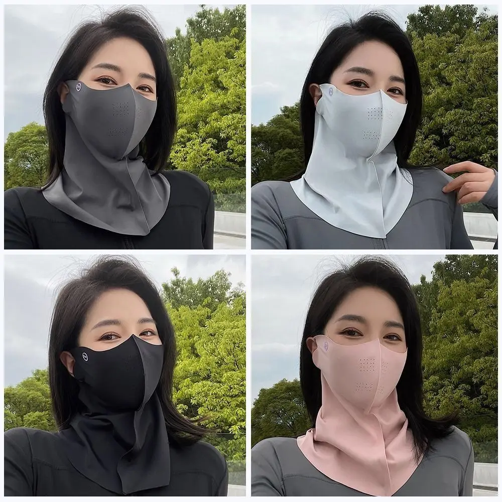 Ice Silk Sun Protection Mask Breathable Dustproof Anti-UV Neck Scarf Summer Outdoor Cycling Cool Sunshade Face Mask UPF50+