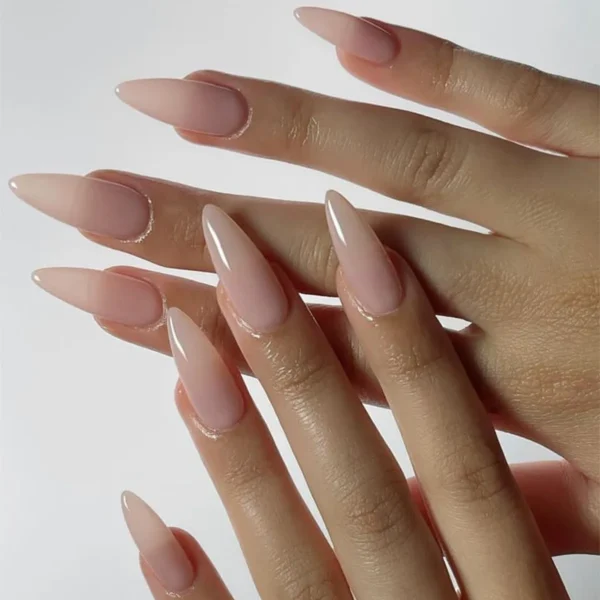 Nude Pink Almond Fake Nails Ins Simple False Nail Patch for Girl Women Wearable Full Cover Press on Nail Tips Nail Beauty Tool