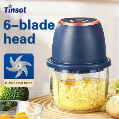 TINSOL New 350ml Electric Food Chopper Meat Grinder Garlic Press USB Multi-Function Vegetable Slicer Blender Kitchen Mixer