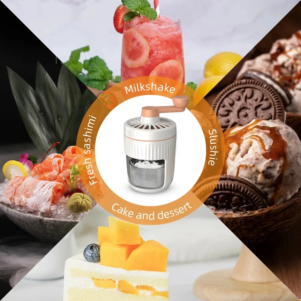 Household Small Hand Ice Crusher Stainless Steel Blade Fast Ice Crushing Removable Cleaning Slushie Maker Machine  Ice Crusher