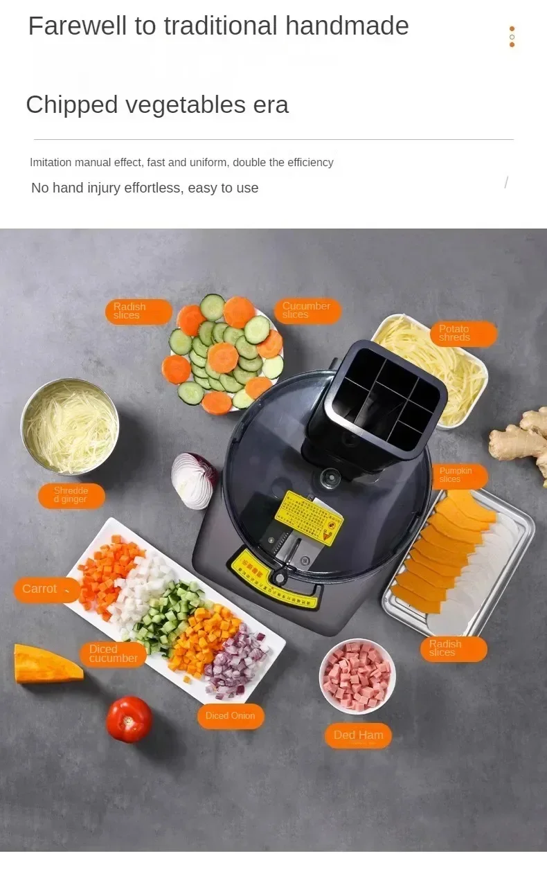 110V 220V Electric Food Slicer Commercial Vegetable, Carrot, Potato Chopper, Slicer and Dicer Electric Vegetable Cutter 3 In 1