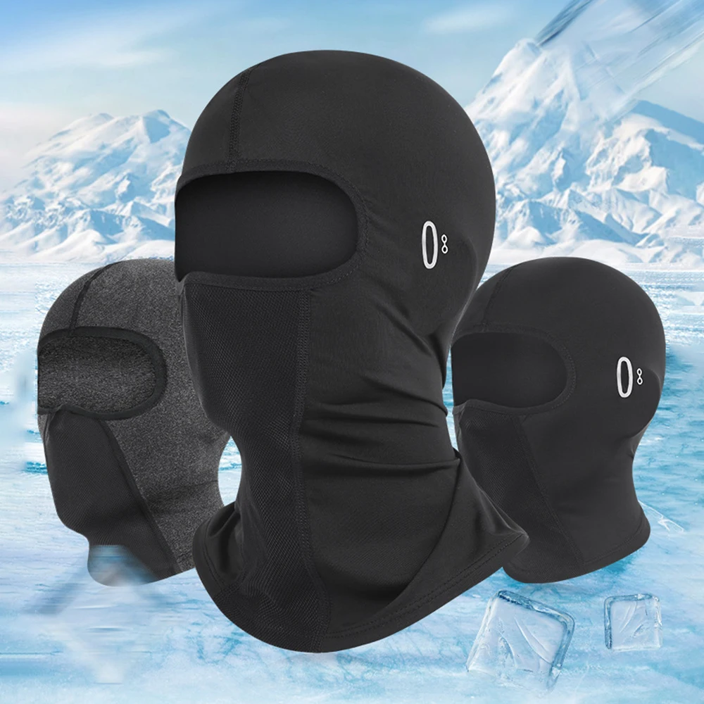 UV Protection Full Face Mask Hiking Ice Silk Sun Hat Men Women Balaclava Sunglasses Holes Scarf Cooling Cycling Face Cover Beach