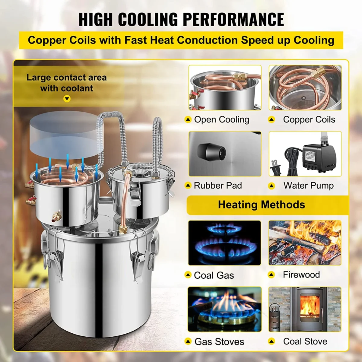 12L 20L 30L 50L Alcohol Brewing Distiller DIY Moonshine Apparatus Stainless Steel Still Whisky Beer Brandy Home Appliance