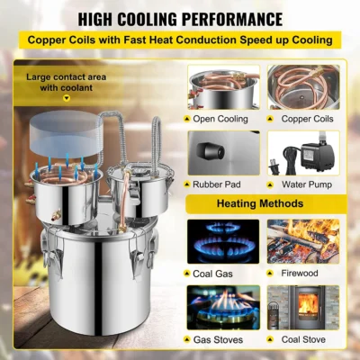 12L 20L 30L 50L Alcohol Brewing Distiller DIY Moonshine Apparatus Stainless Steel Still Whisky Beer Brandy Home Appliance