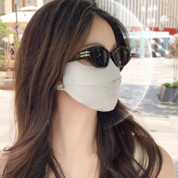 2023 Ice Silk Breathable Sunscreen Mask Women Summer Full Face Eye Protection Anti-UV Sunshade Thin Face Mask
