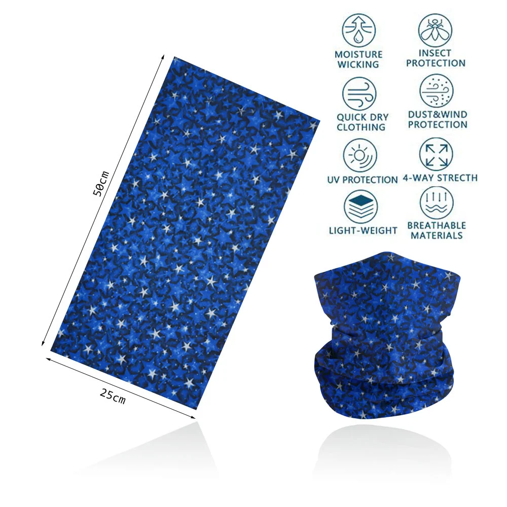Seamless Bandana Sky Stars Printed Cycling Bandana Rave Face Mask Women Men for Dust Wind Sun Protection Face Scarf Mask Cover