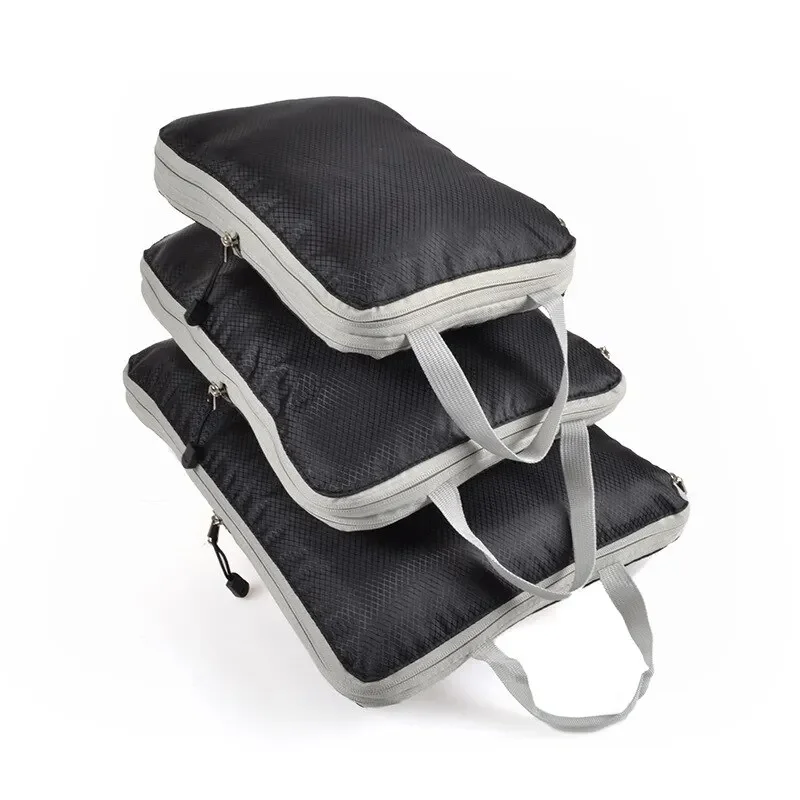 3Pcs/set Black/Blue/Grey Compressible Travel Storage Bag Portable Large Capacity Storage Bag Suitcase Luggage Packing Cubes