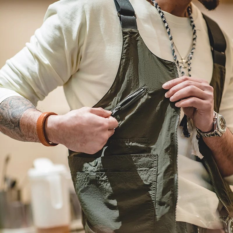 Maden Workwear Retro Multi Pocket Sleeveless Nylon Vest Outdoor Functional Dual Purpose Bag Coat For Men 2023 Fashion