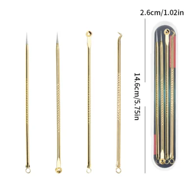 4PCS Acne Blackhead and Acne Remover Skincare Female Beauty Acne Treatment Pore Cleaning Needle Hook