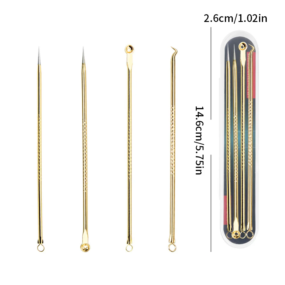 4PCS Acne Blackhead and Acne Remover Skincare Female Beauty Acne Treatment Pore Cleaning Needle Hook