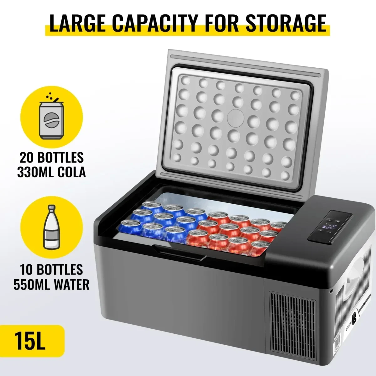VEVOR Car Mini Refrigerator Mini Fridge 15-45L Freezer Portable Compressor Cooler 12/24V DC 110-240V Ice Box for Camping