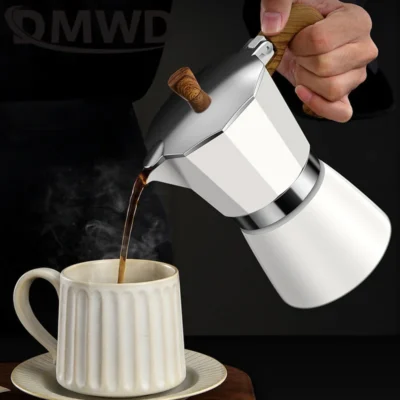 110V/220V Vintage Wooden Handle Espresso Maker Moka Pot 300ml With Electric Furnace Classic Italian Cafe Tool Mocha Coffee Maker