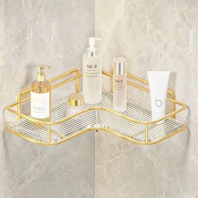 Luxury Acrylic Bathroom Shelf without Drilling Corner Shelf For Shower Kitchen Toilet Skincare Organizer Bathroom Accessories