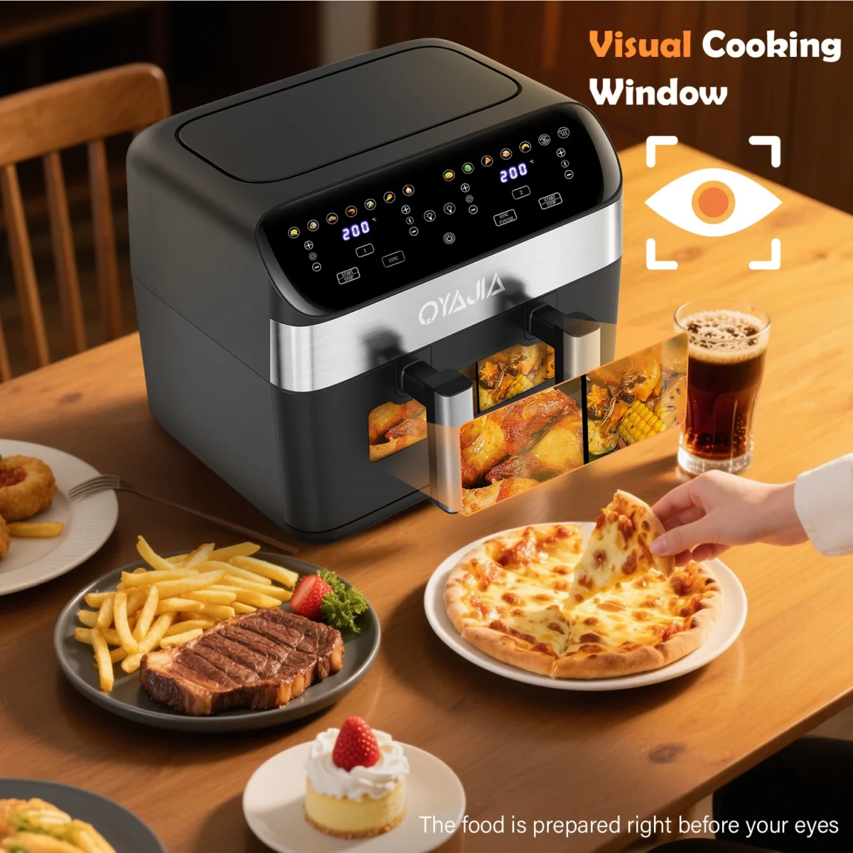 10L Air Fryer Dual Zone Digital Oven 9 Cooking Functions Oil Free 2400W SALE