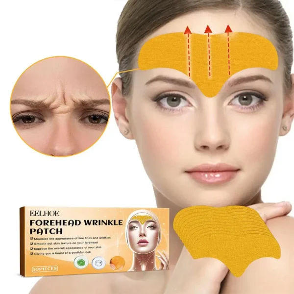 10pcs/box Forehead Wrinkle Patch Lightening Forehead Wrinkle Gel Patch Hydrolyzed Collagen Firming Mask Facial Skincare Stickers