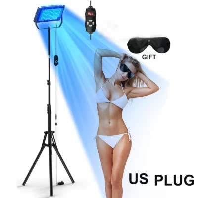 50W Tanning Lamp Tripod Solarium Lamp for UV Tanning Body Wavelength 460nm&480nm 48PCS Blue Light Lamp Solarium Tanning Skincare