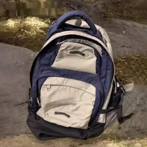 Alternative view of Fashion Travel Backpack High Capacity Unisex Parchwork School Bag Women Y2k Blue Nylon Backpacks Man Causal Hiking Bags 2024 New