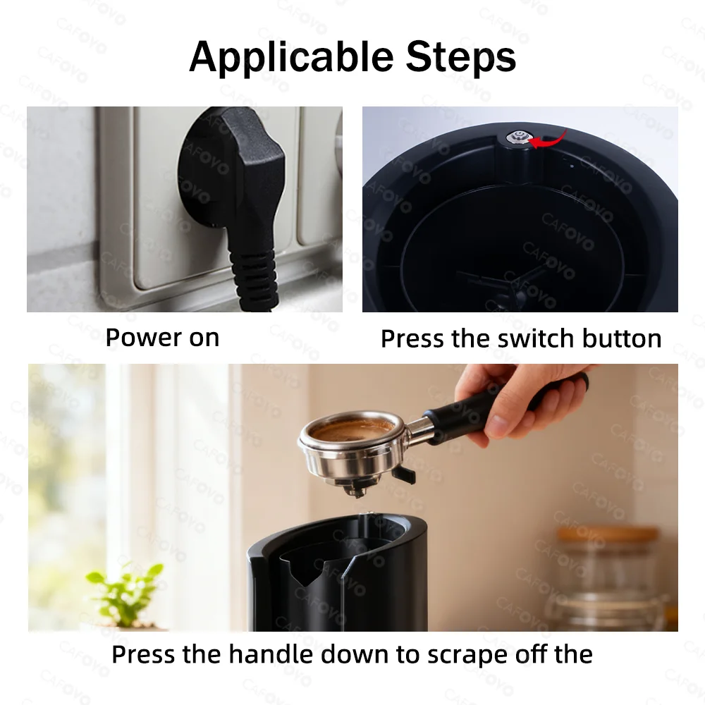 CAFOVO ECC20 58mm Electric Portafilter Cleaner Machine 352RPM Auto Coffee Filter Cleaner Coffee Machine Cleaner Cafe Equipment