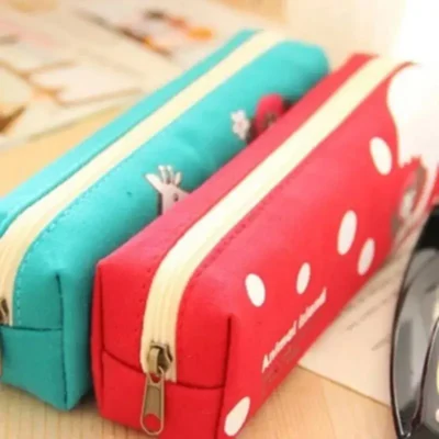 1 Piece Lytwtw's Kawaii Pen Pencil Bag Canvas School Offfice Stationery Makeup Pouch Case holder organizer Cute Things Gift