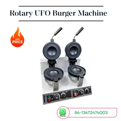 Double Head Rotary UFO Burger Machine 2600W German Gelato Panini Press Ice Cream Waffle Maker - Kitchen Cooking Appliance