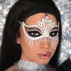 Alternative view of Rhinestone Tassel Veil Masks Full Face Women Chains Face Mask Masquerade Dance Party Performance Sexy Facial Accessories Jewelry