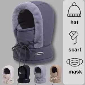 Winter Warm Cycling Hat for Men, Windproof Thick Neck Integrated Face Mask for Women, Windproof Headcap for Cycling