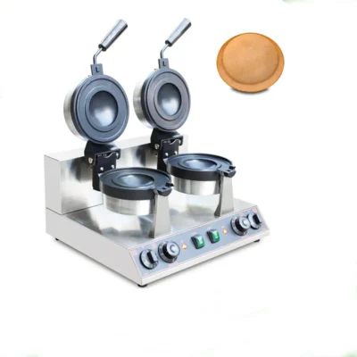 Double Head Rotary UFO Burger Machine 2600W German Gelato Panini Press Ice Cream Waffle Maker - Kitchen Cooking Appliance