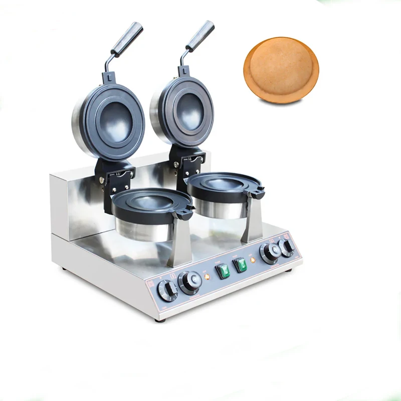 Double Head Rotary UFO Burger Machine 2600W German Gelato Panini Press Ice Cream Waffle Maker - Kitchen Cooking Appliance