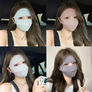 Alternative view of Summer Sunscreen Mask Women Outdoor Anti-UV Face Mask Ultrathin Ice Silk Anti-dust Face Cover Girls Hanging Ear Mask