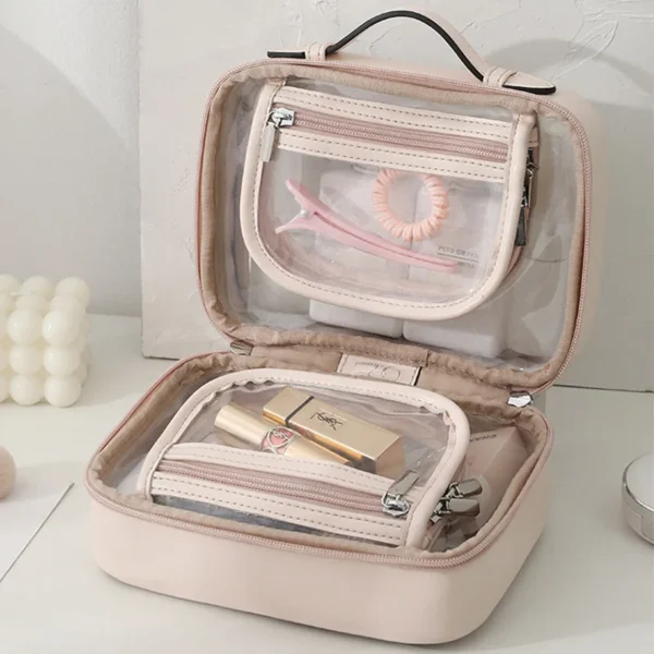 Waterproof PU Makeup Bag Transparent Wash Bags Women Casual Portable Travel Skincare Storage Organizer Make Up Toiletry Bag