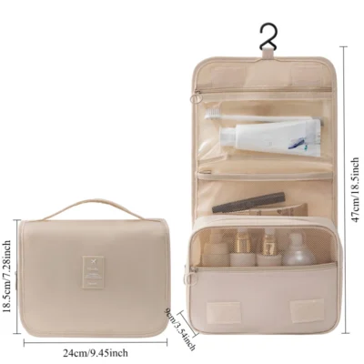 Hanging Toiletry Bag for Business Trips Portable Large Capacity Skincare Makeup Bag Dry and Wet Separation Folding Storage Bag