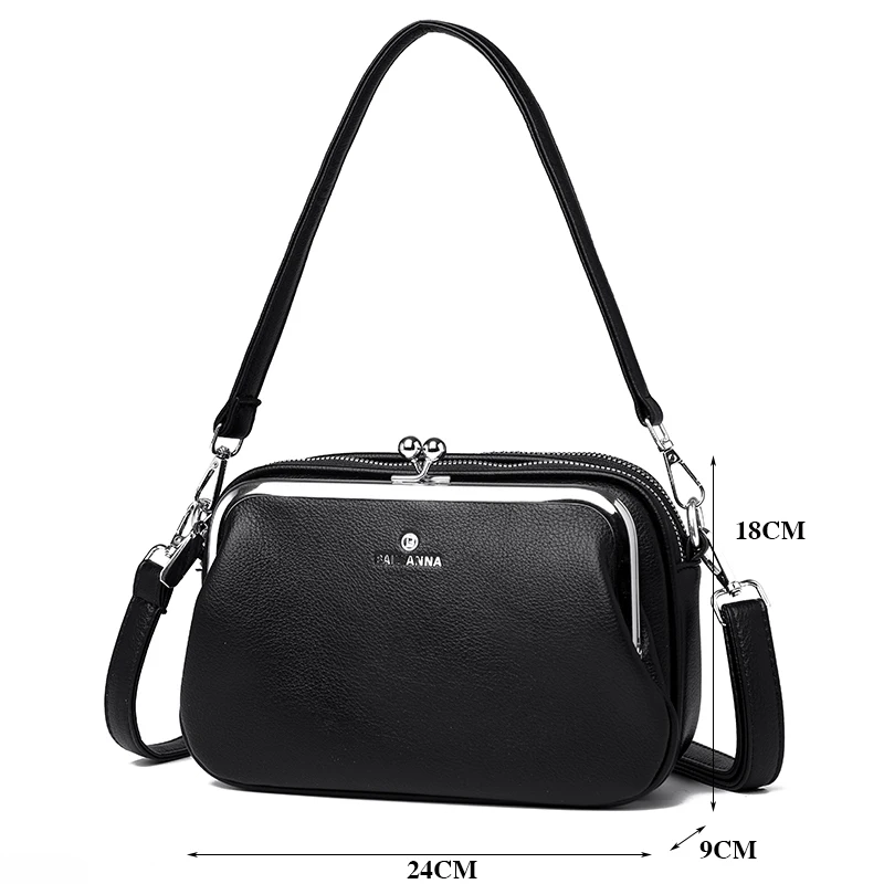 Elegant Shoulder Bag for Women Soft Leather Crossbody Bags Designer Multiple Pockets Messenger Bag Ladies Purses and Handbags