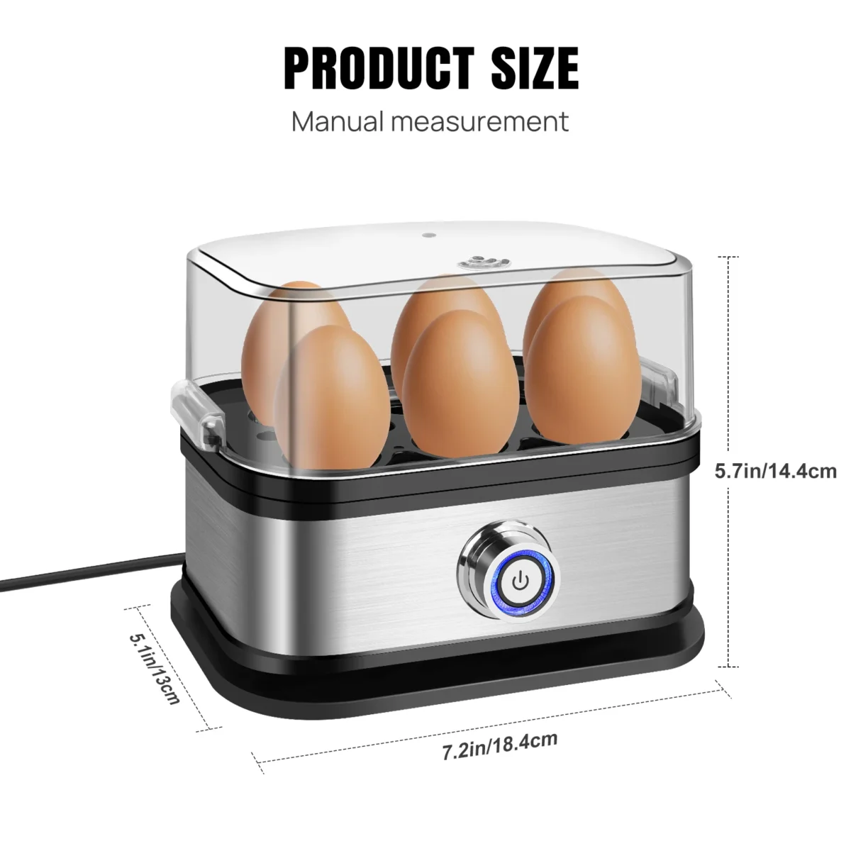DayPlus Egg Boiler, 6 Eggs Capacity Cooker for Soft,Multi-use Space Saving Food Steamer for Corn, Vegetable, Dumplings