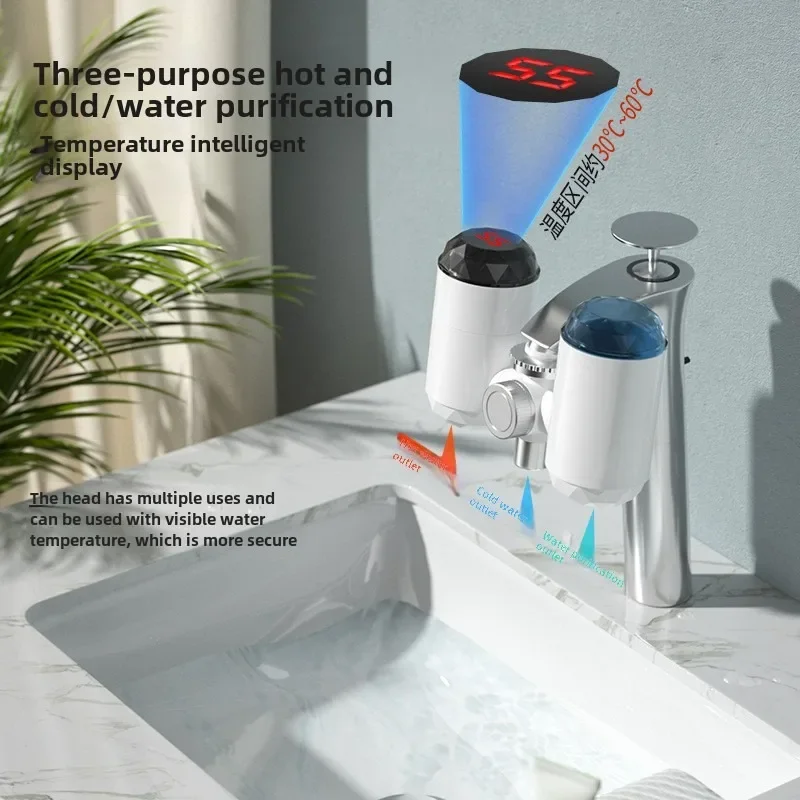 3000W Kitchen Electric Water Heater Tap Instant Hot Water Faucet Heater Cold Heating Faucet Tankless Instantaneous Water Heater