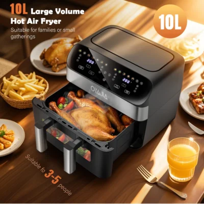10L Air Fryer Dual Zone Digital Oven 9 Cooking Functions Oil Free 2400W SALE