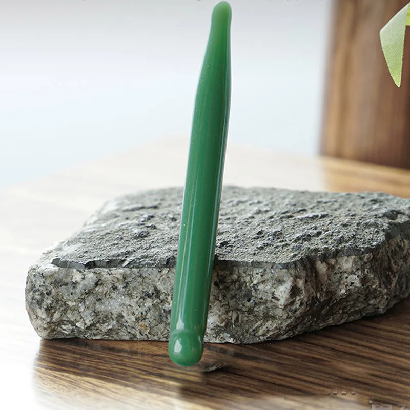 Natural Jade Rose Quartz Face Acupuncture Pen Guasha Massage Stick Obsidian Trigger Point Scraping Eye Jade Massager Beauty Tool