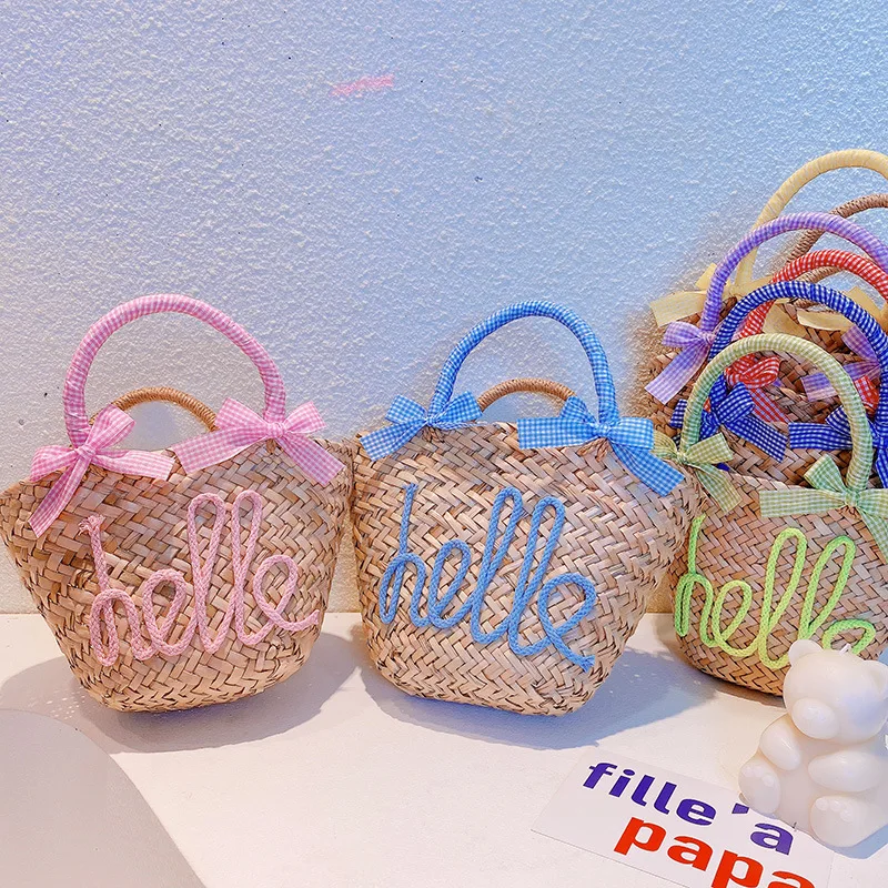 Fashionable Wheat Straw Bags For Girls Sweet Holiday Outdoor Seaside Beach Bag Summer Handmade Woven Bags Small Handbag