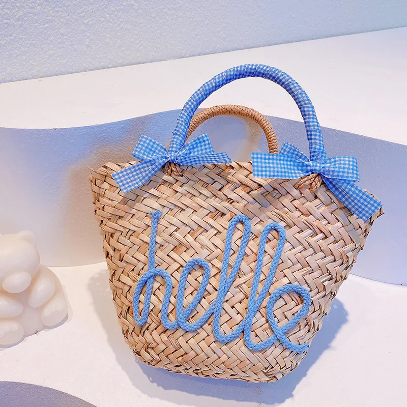 Fashionable Wheat Straw Bags For Girls Sweet Holiday Outdoor Seaside Beach Bag Summer Handmade Woven Bags Small Handbag