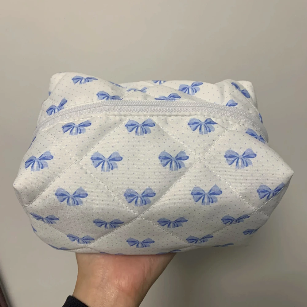 New Bow Cosmetic Bag Pink Flower Makeup Organizer Skincare Perfect Gift Washing Bag For Travel Cosmetics Storage Bag
