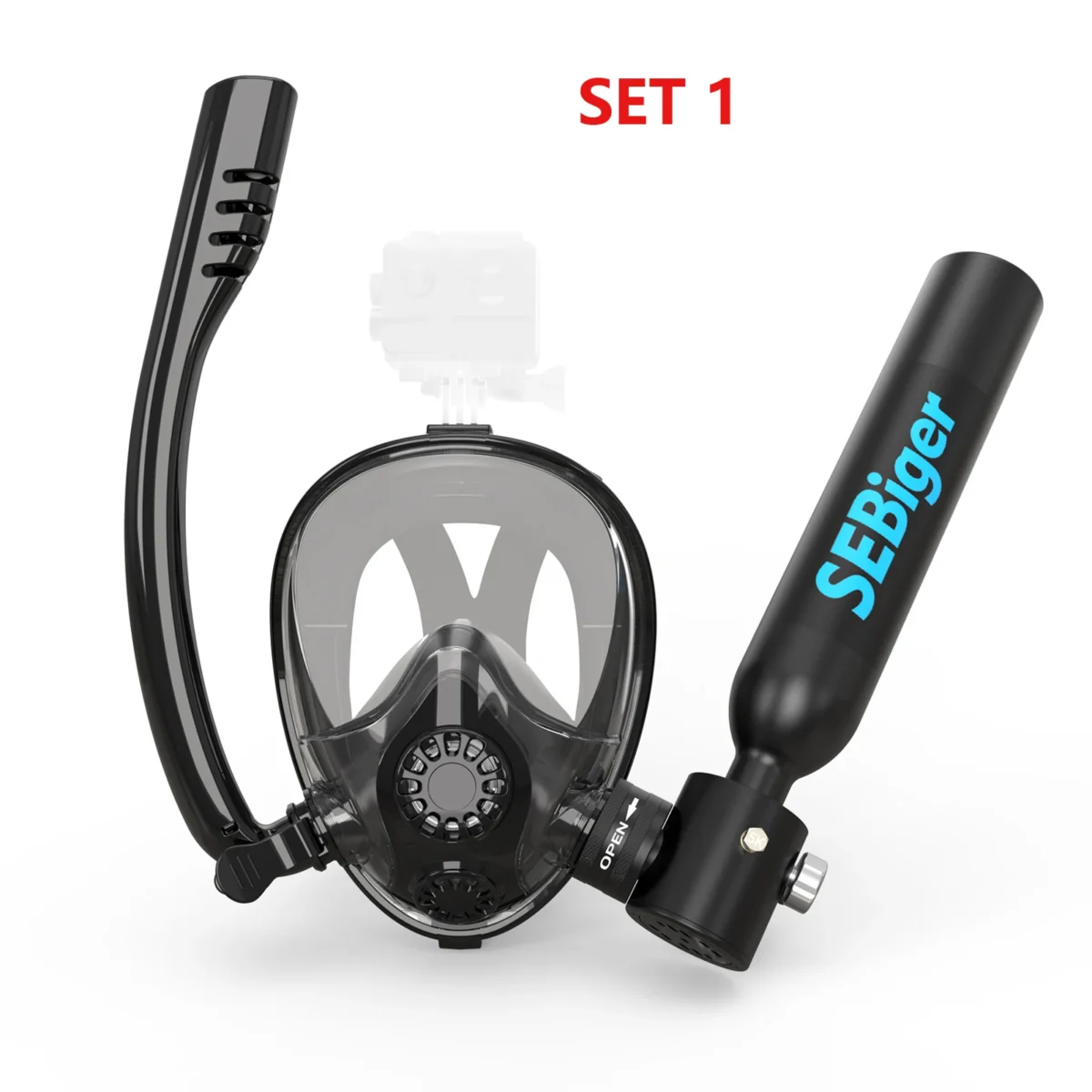 SEBIger 0.5L Diving diving tank Set and Full Face Mask for Beginner Swimmers,5-10 minutes underwater,Reusable,outdoor traveling