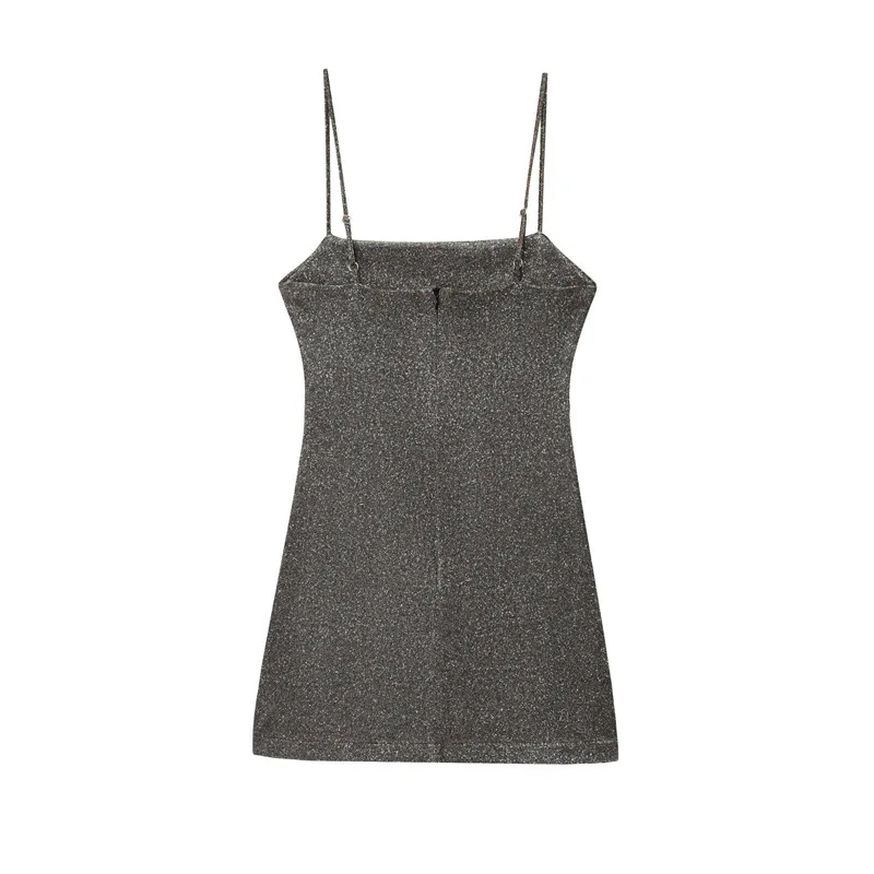 Chic Y2K Shiny Sexy Bodycon Women Dress Night Party Club Mini Dress Fashion 2025 Summer Slim Fit Suspender Dress