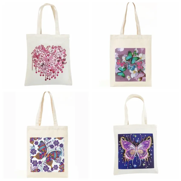 1pc/Set DIY Butterfly Diamond Painting Shopping Bag Crystal Rhinestones Diamond Art Handbags Diamond Art Canvas Bags for Women