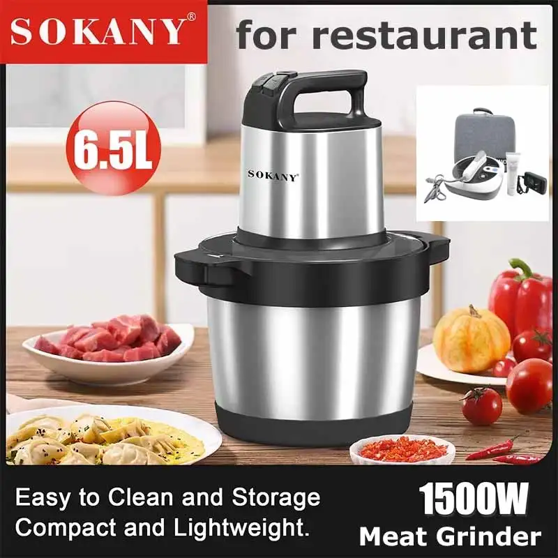 Food Processor 6.5L Electric Meat Grinders Stainless Steel Vegetable Slicer Chopper Crusher Kitchen Blenders Home Appliance