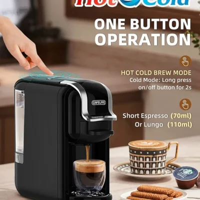 Cafelffe Multiple Capsule Coffee Machine 4 in 1 Hot/Cold DG Cappuccino Nespresso Capsule ESE Pod Ground Espresso Cafeteria 19Bar